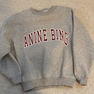 Anine Bing Gray and Red Crew Neck Sweater